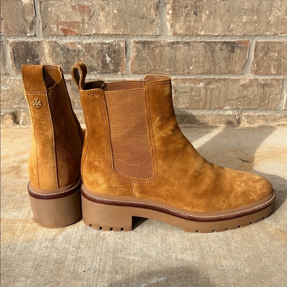 Tory Burch Shoes - Tory Burch Tan Suede Ankle Chelsea/Lug Boots size 8 1/2